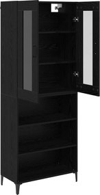 vidaXL Highboard Μαύρη Οξυά 69,5 x 34 x 180 εκ. Επεξεργασμένο ξύλο