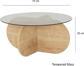 Τραπεζάκι Σαλονιού Δρυς / Φυμέ CLESI 75x75x35