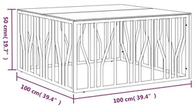 Τραπέζι Σαλονιού 100x100x50 εκ. από Ανοξείδωτο Ατσάλι και Γυαλί - Ασήμι