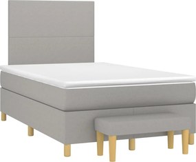 vidaXL Κρεβάτι Boxspring με Στρώμα Ανοιχτό Γκρι 120x200 εκ. Υφασμάτινο