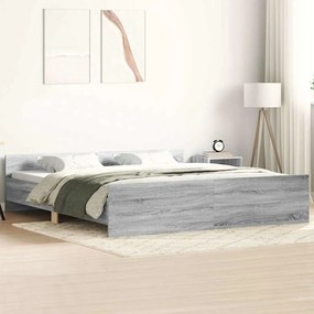 vidaXL Πλαίσιο Κρεβατιού με Κεφαλάρι/Ποδαρικό Γκρι Sonoma 200x200 εκ.