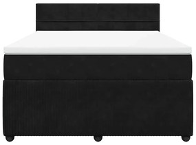 vidaXL Κρεβάτι Boxspring με Στρώμα Μαύρο 160x200 εκ. Βελούδινο