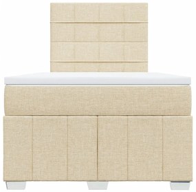 vidaXL Κρεβάτι Boxspring με Στρώμα Κρεμ 120x190 εκ. Υφασμάτινο