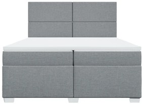 Κρεβάτι Boxspring με Στρώμα Ανοιχτό Γκρι 200x200 εκ. Υφασμάτινο - Γκρι