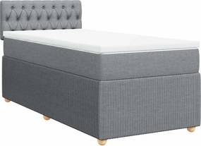 vidaXL Κρεβάτι Boxspring με Στρώμα Ανοιχτό Γκρι 90x190 εκ. Υφασμάτινο