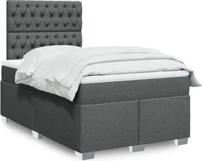 vidaXL Κρεβάτι Boxspring με Στρώμα Σκούρο Γκρι 120x190 εκ Υφασμάτινο