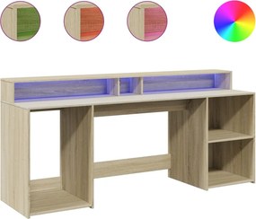 vidaXL Γραφείο με LED Sonoma δρυς 200x55x91 εκ. Επεξεργ. Ξύλο