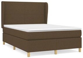 vidaXL Κρεβάτι Boxspring με Στρώμα Σκούρο Καφέ 140x190 εκ. Υφασμάτινο