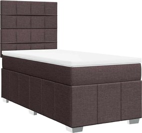 vidaXL Κρεβάτι Boxspring με Στρώμα Σκούρο Καφέ 90x200 εκ. Υφασμάτινο