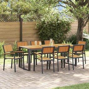 vidaXL Σέτ φαγητού για κήπο 9 pcs Μαύρο και καφέ 200 x 90 x 75 cm