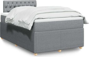 vidaXL Κρεβάτι Boxspring με Στρώμα Ανοιχτό Γκρι 120x200 εκ. Υφασμάτινο