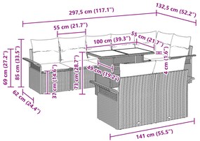 vidaXL Σετ Καναπέ Κήπου 9 τεμαχίων με Μαξιλάρια Poly Rattan Ανοιχτό Γκρι