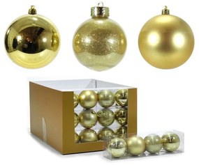 Μπάλα Χρυσό Φ8cm Μίξη 3 σχέδια Σετ 4τμχ