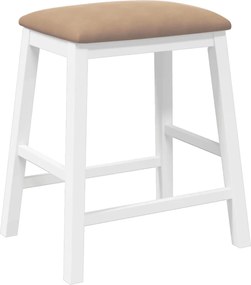 vidaXL Καρέκλες μπαρ με μαξιλάρια 2 τεμάχια Λευκό μασίφ ξύλο καουτσούκ