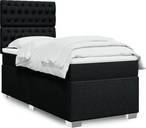 vidaXL Κρεβάτι Boxspring με Στρώμα Μαύρο 80 x 200 εκ. Υφασμάτινο