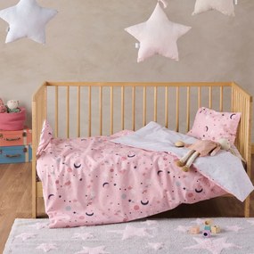 Σεντόνια Βρεφικά Laluna (Σετ 3τμχ) Pink Kentia Κούνιας 120x170cm 100% Βαμβάκι