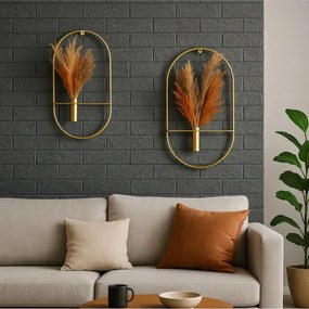 Stewehome Διακοσμητική οβάλ μεταλλική γλάστρα τοίχου σετ 2 τεμαχίων Χρυσό