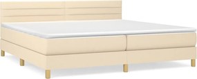 vidaXL Κρεβάτι Boxspring με Στρώμα Κρεμ 200x200 εκ. Υφασμάτινο