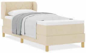 vidaXL Κρεβάτι με Ελατήρια και Στρώμα Κρεμ 90x200 εκ Υφασμα Κρεμ