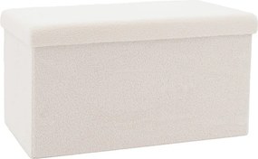 Σκαμπό-μπαούλο Forward pakoworld ύφασμα μπουκλέ ivory 76.5x38x37.5εκ