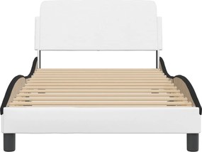 vidaXL Πλαίσιο Κρεβατιού Dover Λευκό/Μαύρο 100x200εκ.Συνθ. Δέρμα