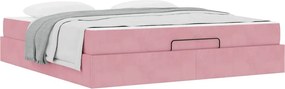 vidaXL Σκελετός κρεβατιού με στρώμα 2 pcs Ροζ Βελούδο