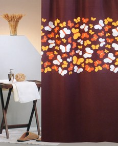 Κουρτίνα Μπάνιου (180x180) Με Κρίκους San Lorentzo Butterflies Brown