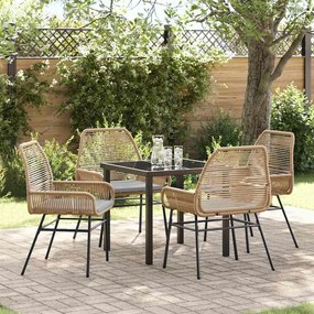 vidaXL Σέτ φαγητού για κήπο 5 pcs Καφέ συνθετικό ρατάν