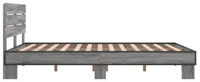vidaXL Πλαίσιο Κρεβατιού Γκρι Sonoma 140x200 εκ. Επεξ. Ξύλο &amp; Μέταλλο