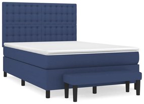 Κρεβάτι Boxspring με Στρώμα Μπλε 140x190 εκ. Υφασμάτινο - Μπλε