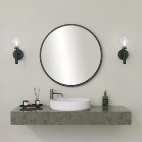 Stewehome στρογγυλός καθρέφτης μπάνιου μαύρος 60x1.2x60 cm