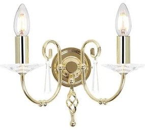 Απλίκα Φωτιστικό Τοίχου 2xE14 Κρύσταλλο Κ9 Aegean Elstead Lighting AG2-POL-BRASS Ορείχαλκος