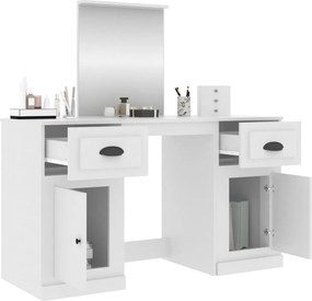 vidaXL Μπουντουάρ με Καθρέφτη Λευκό 130 x 50 x 132,5 εκ.