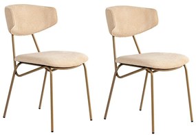 Καρέκλα Nancy (Σετ 2Τμχ) 566WYL1132 48x59x80cm Beige-Gold Μέταλλο,Ύφασμα
