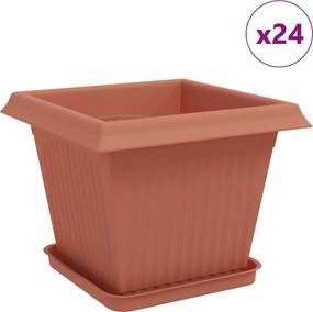 vidaXL Γλάστρες φυτών 24 τμχ. Κεραμιδί Πλαστικό
