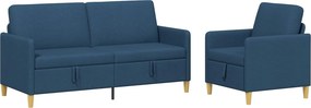 vidaXL Σαλονάκι Σετ Με Αποθηκευτικό Χώρο 2 pcs Μπλε Πολυεστέρας