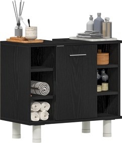 vidaXL Ντουλάπι Μπάνιου Μαύρη Οξυά 60 x 32 x 54 εκ Επεξεργασμένο ξύλο
