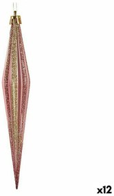 Χριστουγεννιάτικα Στολίδια Krist+ Ροζ Χρυσό PVC Επιμήκης 3 x 3 x 18,5 cm (12 Μονάδες)
