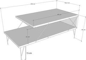 Τραπεζάκι Σαλονιού Ανθρακί FLOFO 100x50x40