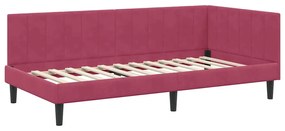 vidaXL Κρεβάτι Γωνίας με κεφαλάρι Μπορντό 100 x 200 cm Βελούδο