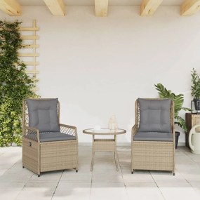 vidaXL Καρέκλες Κήπου Ανακλινόμενες 2 τεμ. Μπεζ Συνθ. Ρατάν
