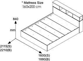 Κρεβάτι διπλό OLYMPUS pakoworld σε χρώμα wenge 160x200εκ