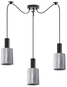 SE21-BL-4-BL3-GL1 ADEPT TUBE Black Pendant Smoked Glass+