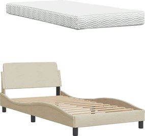 VidaXL Κρεβάτι με Στρώμα Hanko Κρεμ 100 x 200 εκ. Υφασμάτινο