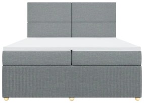 Κρεβάτι Boxspring με Στρώμα Ανοιχτό Γκρι 200x200 εκ. Υφασμάτινο - Γκρι