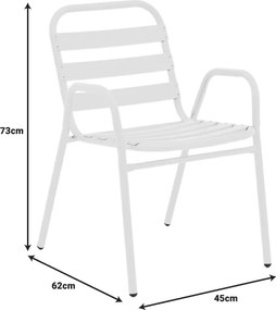 Τραπεζαρία Vergo-Sussie pakoworld σετ 3τεμ λευκό μέταλλο Φ60x70εκ