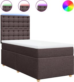 vidaXL Κρεβάτι Boxspring με Στρώμα Σκούρο Καφέ 80x200 εκ. Υφασμάτινο