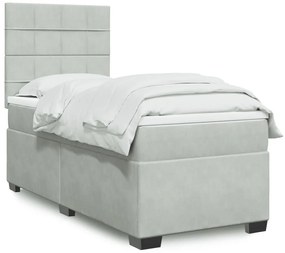 vidaXL Κρεβάτι Boxspring με Στρώμα Ανοιχτό Γκρι 80x200 εκ. Βελούδινο