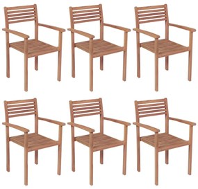 vidaXL Καρέκλες Κήπου Στοιβαζόμενες 6 τεμ. από Μασίφ Ξύλο Teak