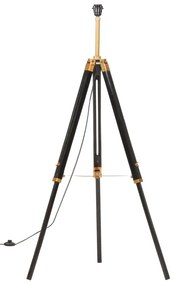 vidaXL Φωτιστικό Δαπέδου με Τρίποδο Μαύρο/Χρυσό 141 εκ. Ξύλο Teak